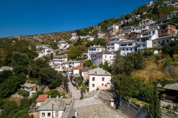 Vista Aérea Makrinitsa Pueblo Griego Tradicional Montaña Pelion Centro Grecia —  Fotos de Stock