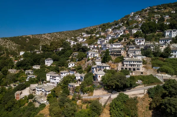 Vista Aérea Makrinitsa Pueblo Griego Tradicional Montaña Pelion Centro Grecia —  Fotos de Stock