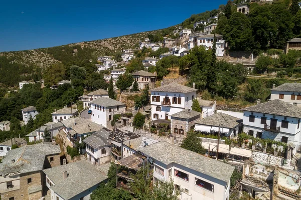 Vista Aérea Makrinitsa Pueblo Griego Tradicional Montaña Pelion Centro Grecia —  Fotos de Stock