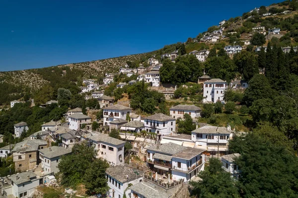 Vue Aérienne Village Grec Traditionnel Makrinitsa Sur Montagne Pelion Grèce — Photo