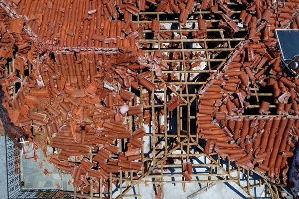 Nea Plagia Chalkidiki Greece July 2019 Aerial Photography Damaged Roofs — Stock Photo, Image