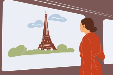 Paris 'te seyahat eden kadın