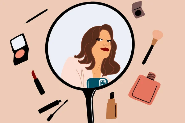 Retrato de uma mulher com cosméticos — Vetor de Stock