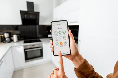 Akıllı bir telefonla mutfak aletlerini kontrol etmek.