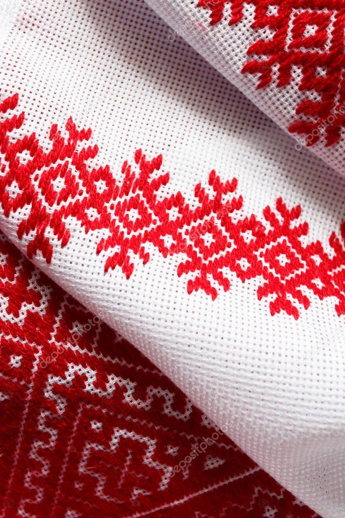 Embroidered ukrainian towel, ethnic ornament