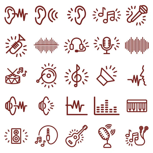 akustik, müzik ve ses - minimal ince çizgi web simgesi seti. basit vektör illüstrasyon. infografik web sitesi veya uygulama için kavram.