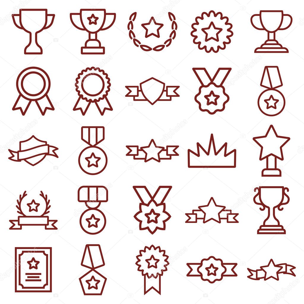 award and medal - minimal thin line web icon set. simple vector illustration. concept for infographic website or app.