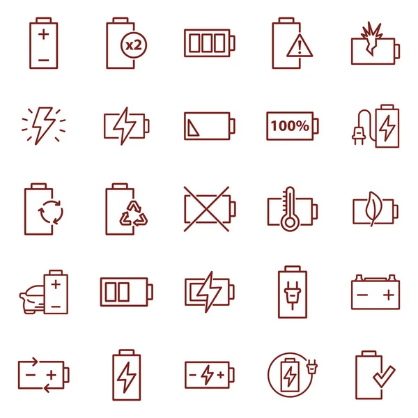 Thin line battery icon set. simple vector illustration outline. concept for infographic, website or app. — Stock Vector