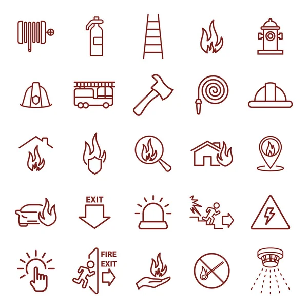 yangın güvenliği, güvenlik. ince çizgi web simgesi seti. basit vektör illüstrasyon anahat. infografik, web sitesi veya uygulama için kavram.
