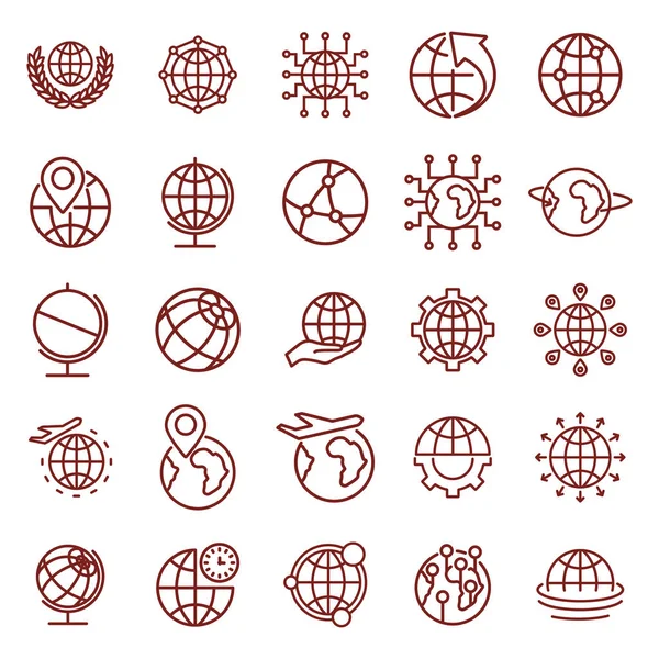 küre, ince çizgi web simgesi seti. basit vektör illüstrasyon anahat. infografik, web sitesi veya uygulama için kavram.