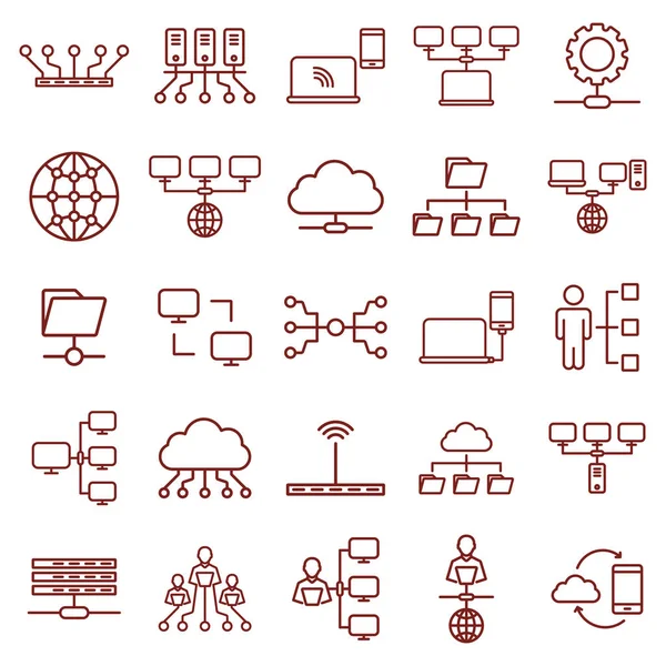 Netwerk. dunne lijn web icon set. Eenvoudige vector illustratie overzicht — Stockvector