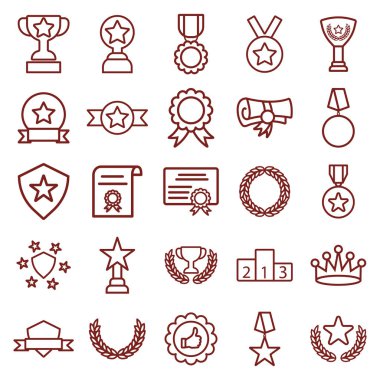 ödül minimal ince çizgi web simgesi seti. basit vektör illüstrasyon anahat. infografik, web sitesi veya uygulama için kavram.