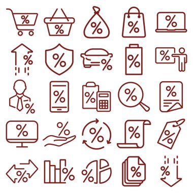 yüzdesi veya yüzdesi. en az ince çizgi web simgesi seti. basit vektör illüstrasyon anahat. infografik, web sitesi veya uygulama için kavram