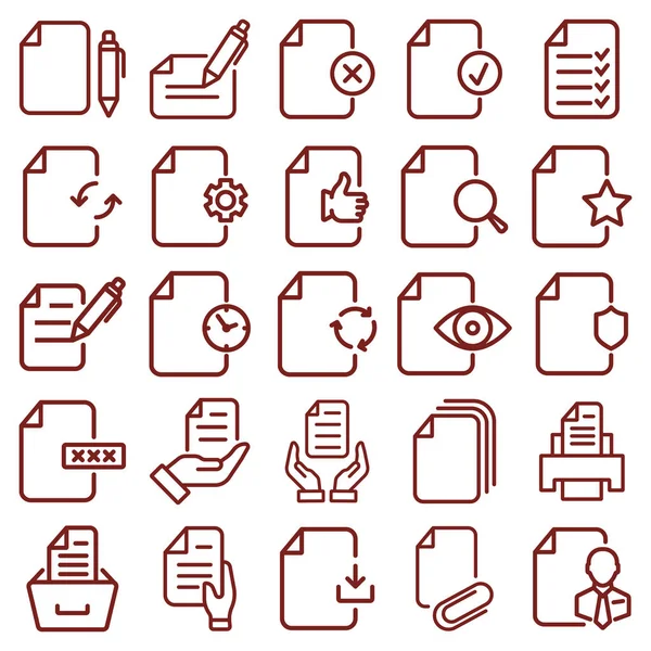 dosya ve belge - en az ince çizgi web simgesi kümesi. basit vektör illüstrasyon anahat. infografik, web sitesi veya uygulama için kavram.