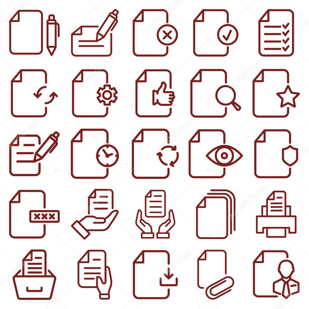 file and document - minimal thin line web icon set. simple vector illustration outline. concept for infographic, website or app.