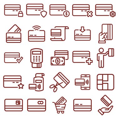 kredi kartı - minimal ince çizgi web simgesi seti. basit vektör illu