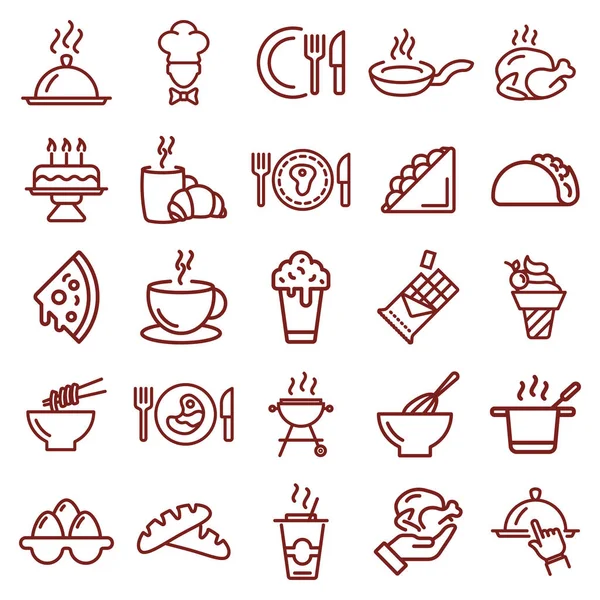 gıda ve pişirme - minimal ince çizgi web simgesi seti. basit vektör