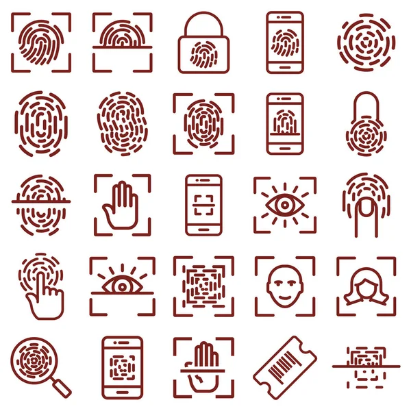 tanımlama ve parmak izi - minimal ince çizgi web simgesi seti.