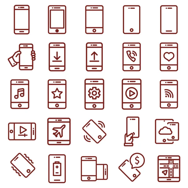 Mobilgerät, Smartphone - minimale dünne Linie Web-Icon-Set. simp — Stockvektor