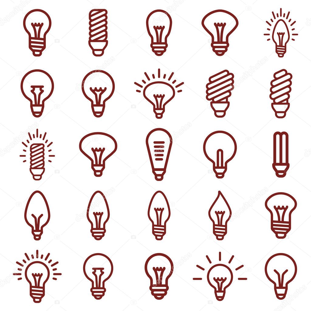 bulbs - minimal thin line web icon set. simple vector illustrati