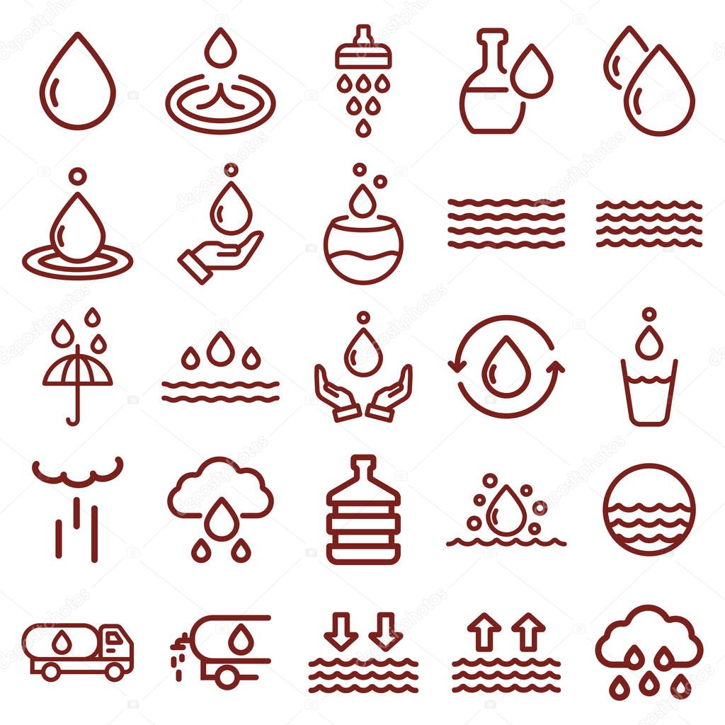 water and drop - minimal thin line web icon set. simple vector i