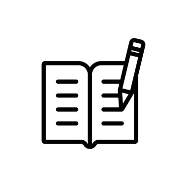 kalem ve copybook - minimal satır web simgesi. basit vektör illustra