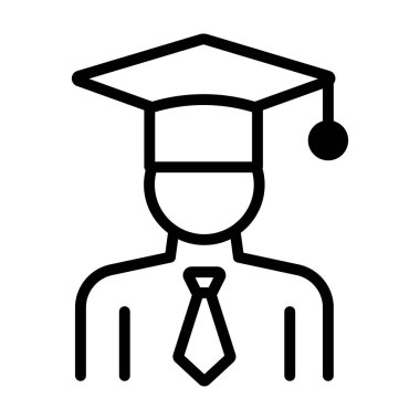 öğrenci - minimal satır web simgesi. basit vektör illüstrasyon. Con