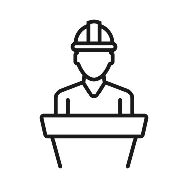 mühendis konuşma - minimal satır web simgesi. basit vektör illüstratör