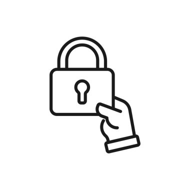 kilit tutun - minimum satır web simgesi. basit vektör illüstrasyon. C