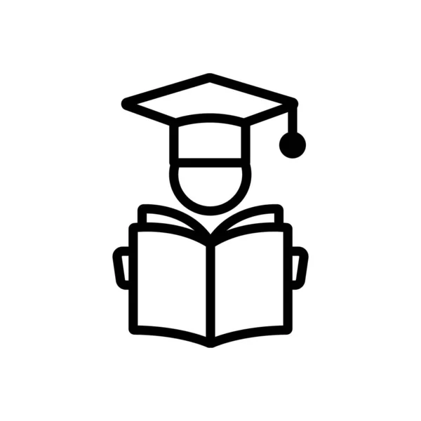 Student reads a book - minimal line web icon. simple vector illu — Stock Vector