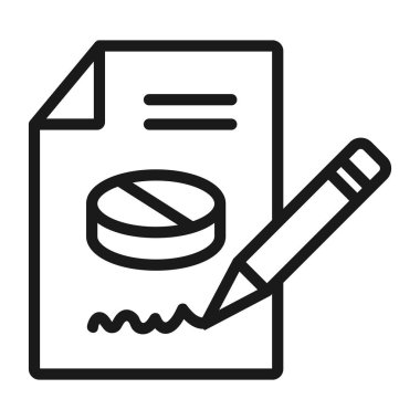 bir eczane için reçete - minimal satır web simgesi. basit vect