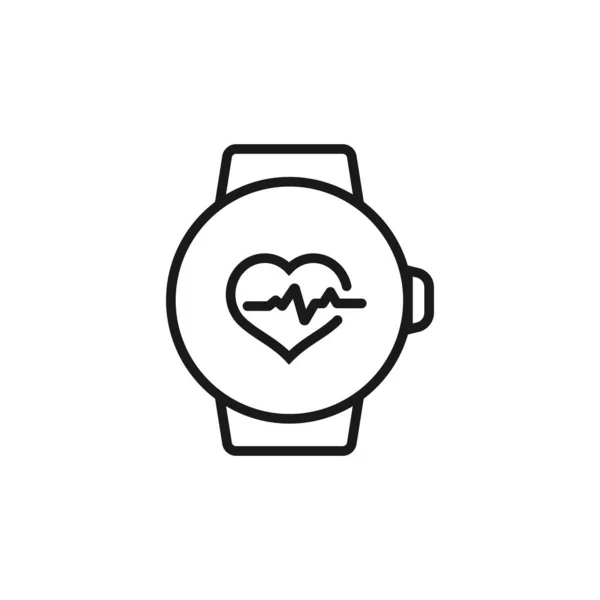 Frecuencia cardíaca en smartwatch - icono web de línea mínima. vector simple — Archivo Imágenes Vectoriales