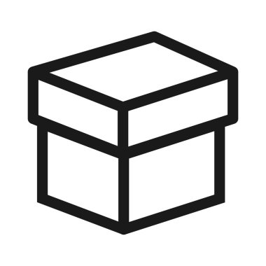 kapaklı kutu - minimal çizgi web simgesi. basit vektör illüstrasyon