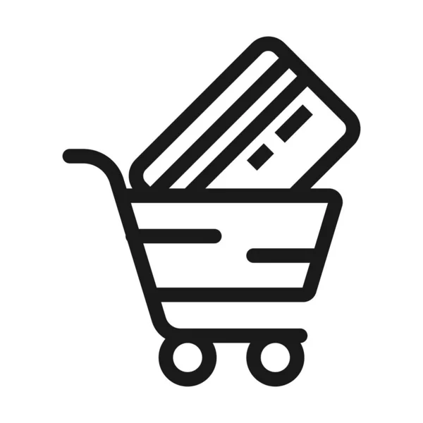 Compras con tarjeta de crédito - línea mínima icono web. vector simple — Archivo Imágenes Vectoriales