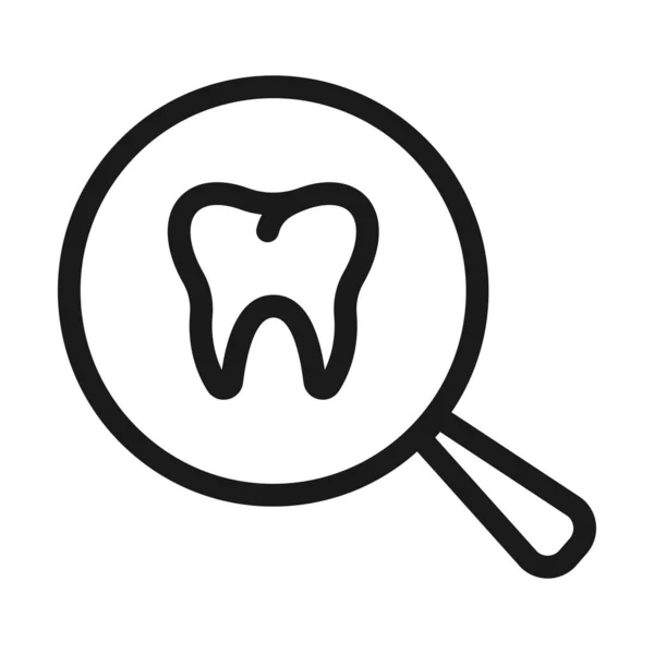 Поиск в стоматологической клинике - иконка минимальной линии. Простой вектор — стоковый вектор