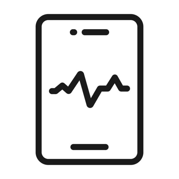 Akıllı telefon, spor salonu kalp atışı - minimal çizgi web simgesi. basit ve — Stok Vektör