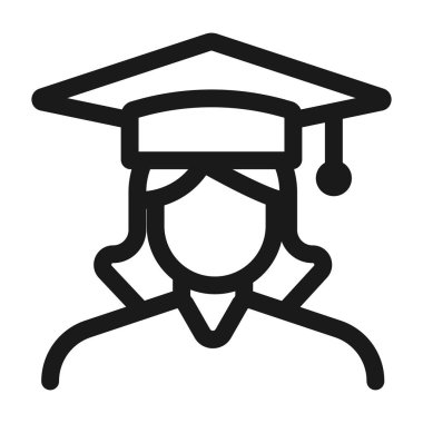 öğrenci ve lise mezuniyet kapağı - minimal çizgi web simgesi. 