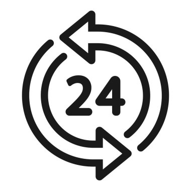 24 saat destek ve bilgi - minimum satır web simgesi. Basit 