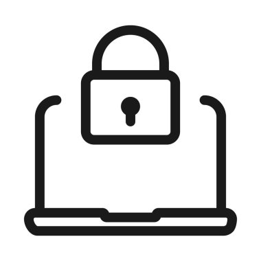 dizüstü bilgisayar kilidi - minimal satır web simgesi. basit vektör illüstrasyon.