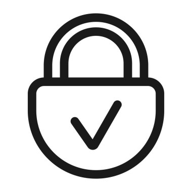kilit onaylı - minimum satır web simgesi. basit vektör illustratio