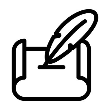 kaydırma ve kağıt - en az çizgi web simgesi. basit vektör illustra