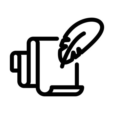 kaydırma ve kağıt - en az çizgi web simgesi. basit vektör illustra