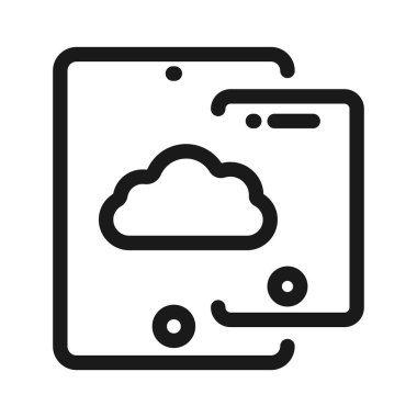 bulut, akıllı telefon cihazı - minimum çizgi web simgesi. basit vektör 