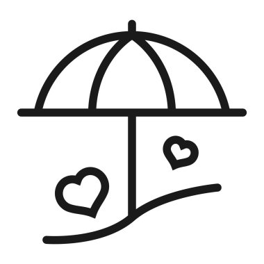 şemsiye ve plajda şezlong - minimal çizgi web simgesi. Basit