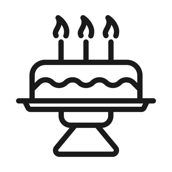 Birthday cake - minimal line web icon. simple vector illustratio — Stock Vector