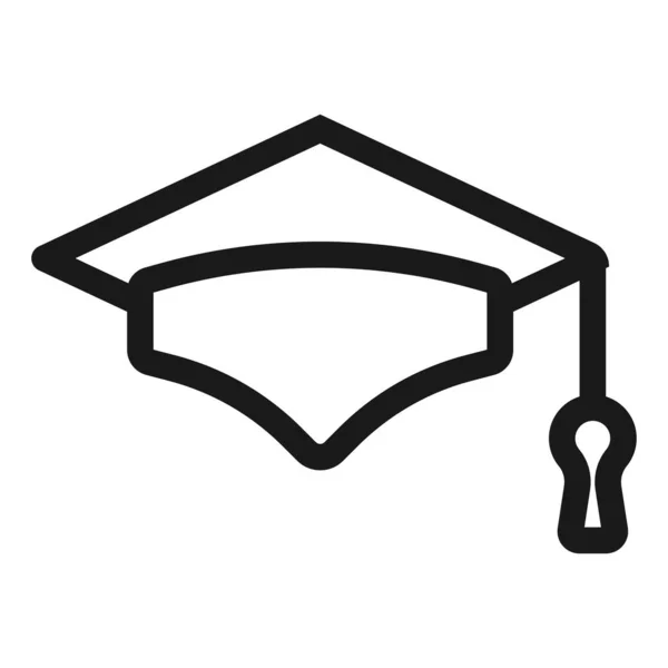 Средняя школа выпускной колпачок - минимальная линия иконка веб. Простой вектор — стоковый вектор