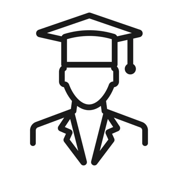 Öğrenci ve lise mezuniyet kapağı - minimal çizgi web simgesi. — Stok Vektör