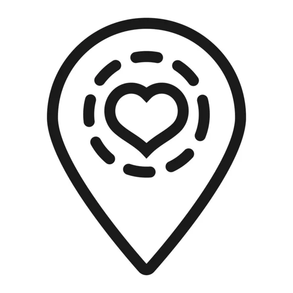 Online map pin with love - minimal line web icon. simple vector — Stock Vector