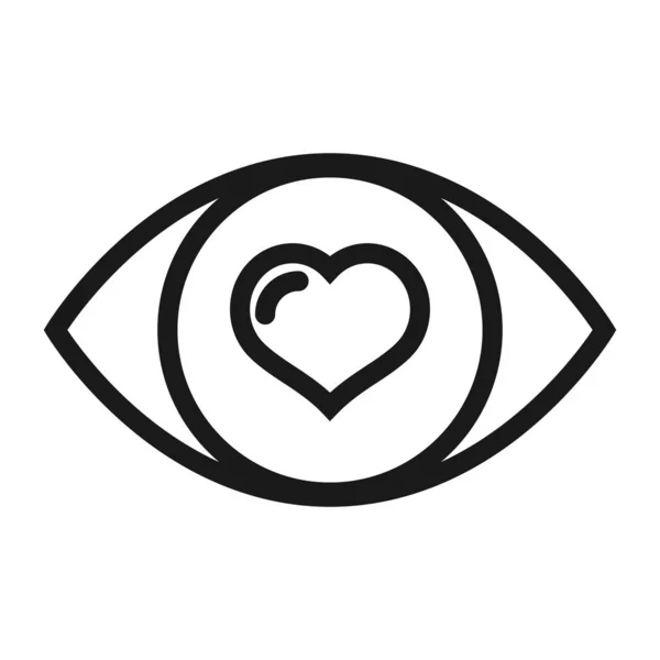 Oko z miłością-minimalna linia internetowa ikona. prosty wektor ilustratio — Wektor stockowy