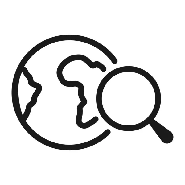 Búsqueda en el mundo - línea mínima icono web. ilustración de vector simple — Vector de stock
